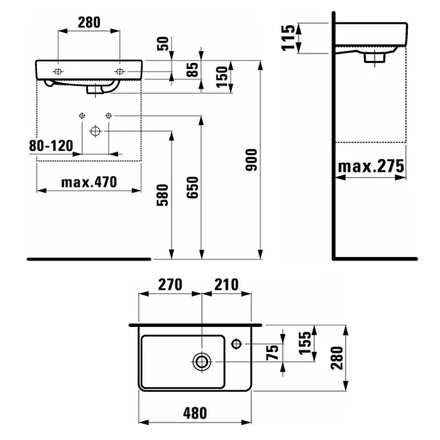 Laufen - Pro S - Kisméretű mosdó - H8159540001041 – 2. kép