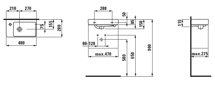 Laufen - Pro S - Kisméretű mosdó - H8159550001041 – 2. kép