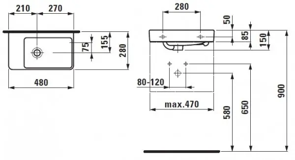 Laufen - Pro S - Kisméretű mosdó - H8159550001091 – 2. kép