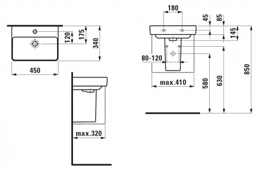 Laufen - Pro S - Kisméretű mosdó - H8159610001041 – 2. kép
