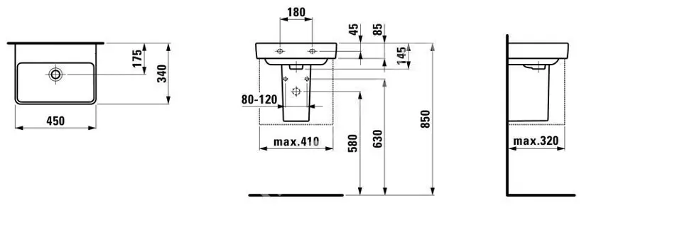 Laufen - Pro S - Kisméretű mosdó - H8159610001421 – 2. kép