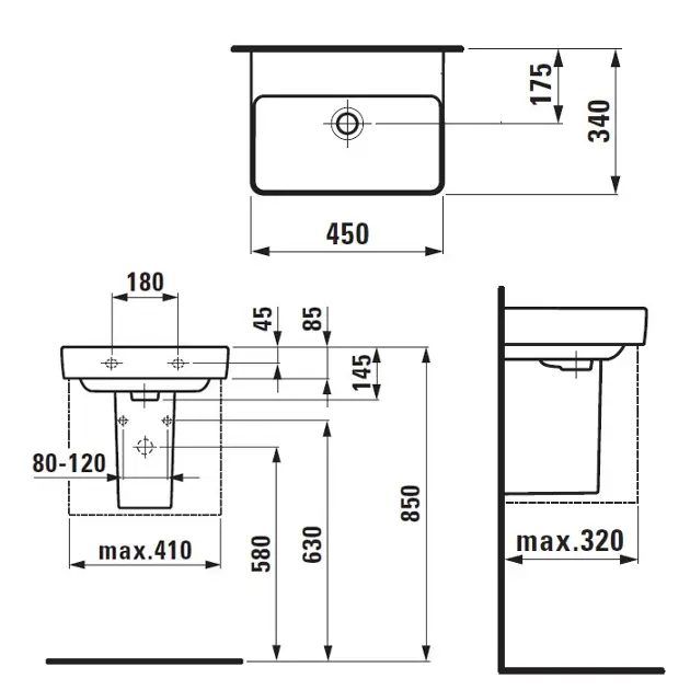 Laufen - Pro S - Kisméretű mosdó - H8159614001091 – 2. kép