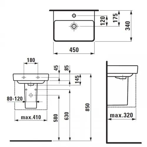 Laufen - Pro S - Kisméretű mosdó - H8159614001561 – 2. kép