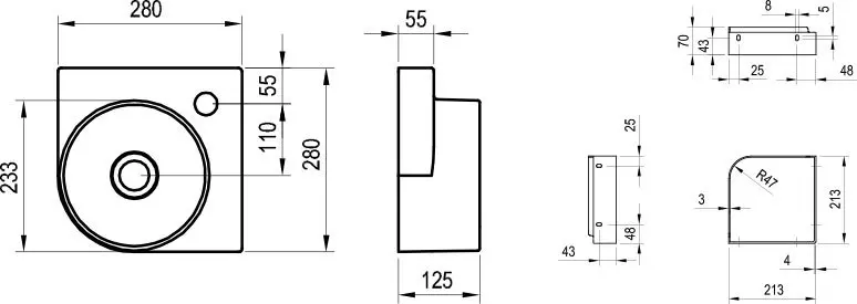 Ravak - Yard - Kisméretű mosdó - XJX0D228000 – 2. kép