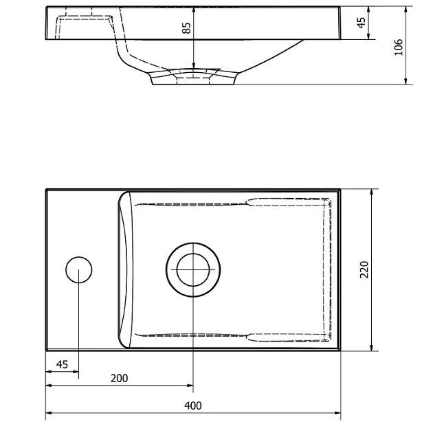 Sapho - Kisméretű mosdó - AS400B – 2. kép