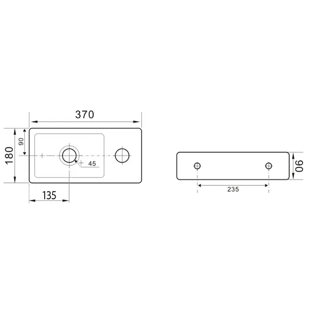Sapho - Small - Kisméretű mosdó - AR495B – 2. kép