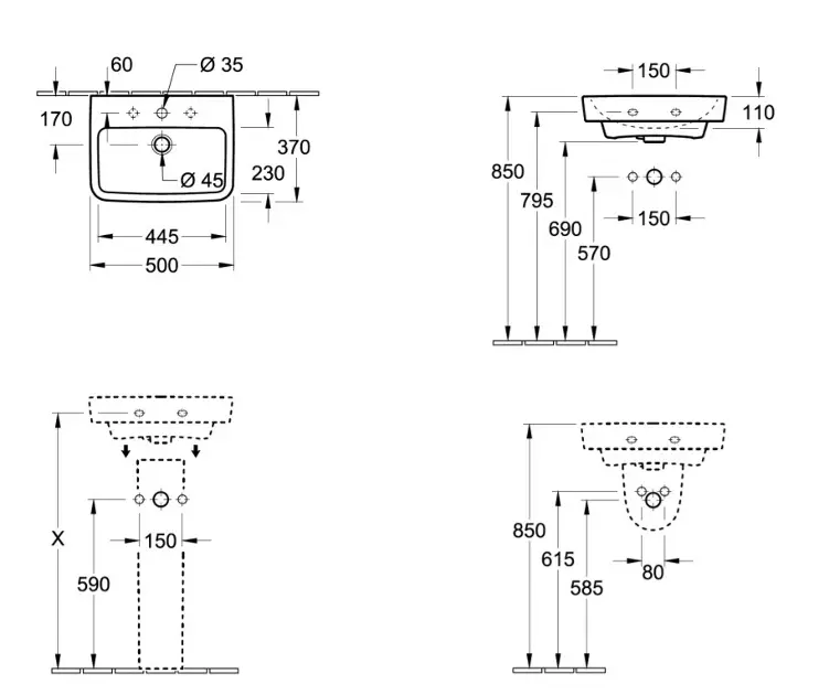 Villeroy & Boch - O.novo - Kisméretű mosdó - 43445001 – 2. kép