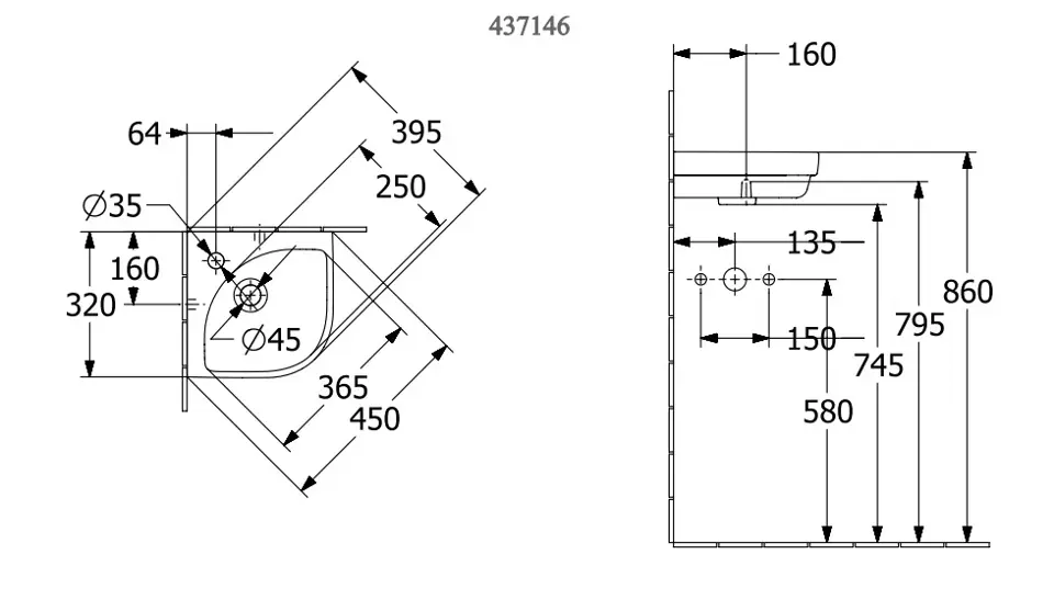 Villeroy & Boch - Subway 3.0 - Kisméretű mosdó - 43714601 – 2. kép