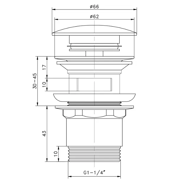 Aqualine - Equipment and accessories - Mosdó leeresztő - TF7001A – 2. kép