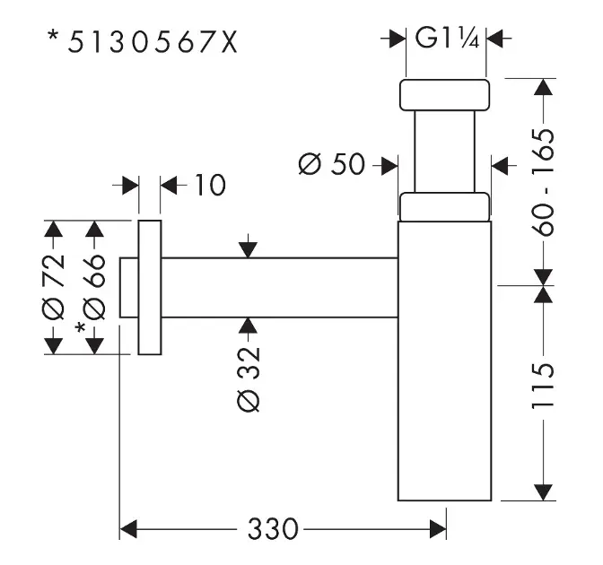 Axor - Mosdó szifon - 51305990 – 2. kép