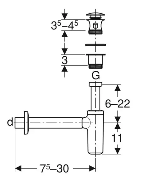 Geberit - Equipment and accessories - Mosdó szifon - 151.021.21.1 – 2. kép