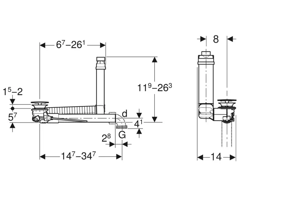 Geberit - Equipment and accessories - Mosdó szifon - 152.013.21.1 – 2. kép