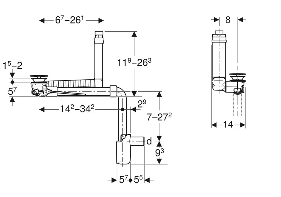 Geberit - Equipment and accessories - Mosdó szifon - 152.049.21.1 – 2. kép