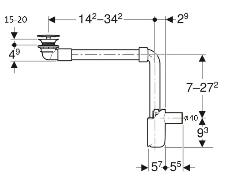 Geberit - Equipment and accessories - Mosdó szifon - 152.093.21.1 – 2. kép