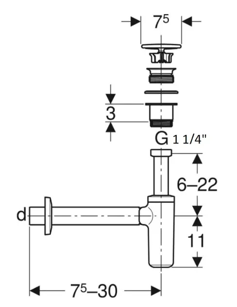 Geberit - ONE - Mosdó szifon - 151.019.01.1 – 2. kép