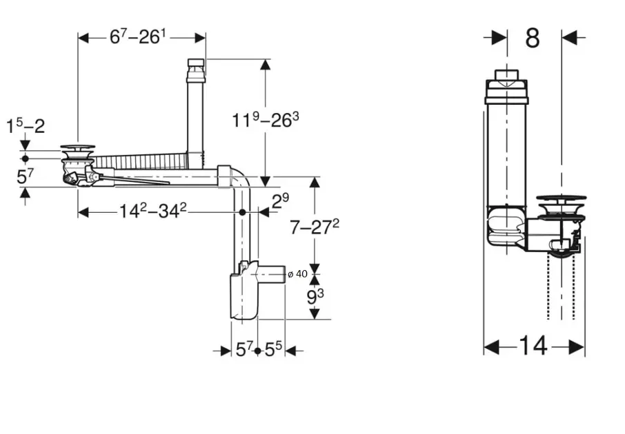 Geberit - ONE - Mosdó szifon - 152.061.01.1 – 2. kép