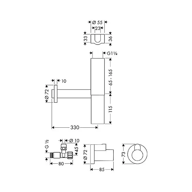 Hansgrohe - Waste traps - Mosdó szifon - 52120000 – 2. kép