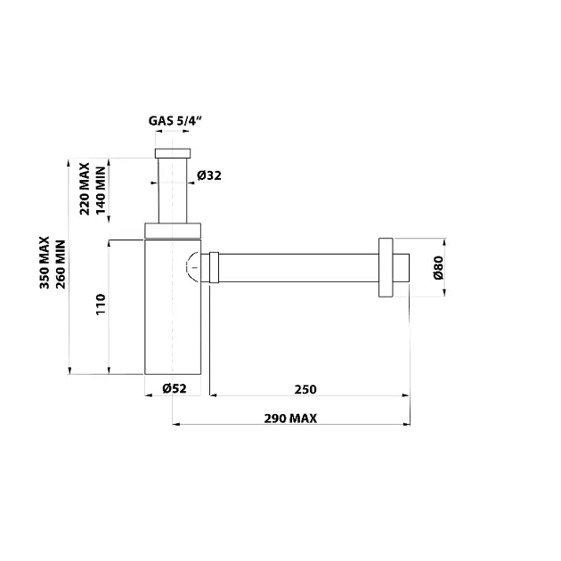Sapho - Bonomini King - Mosdó szifon - 0595PR25K7 – 2. kép