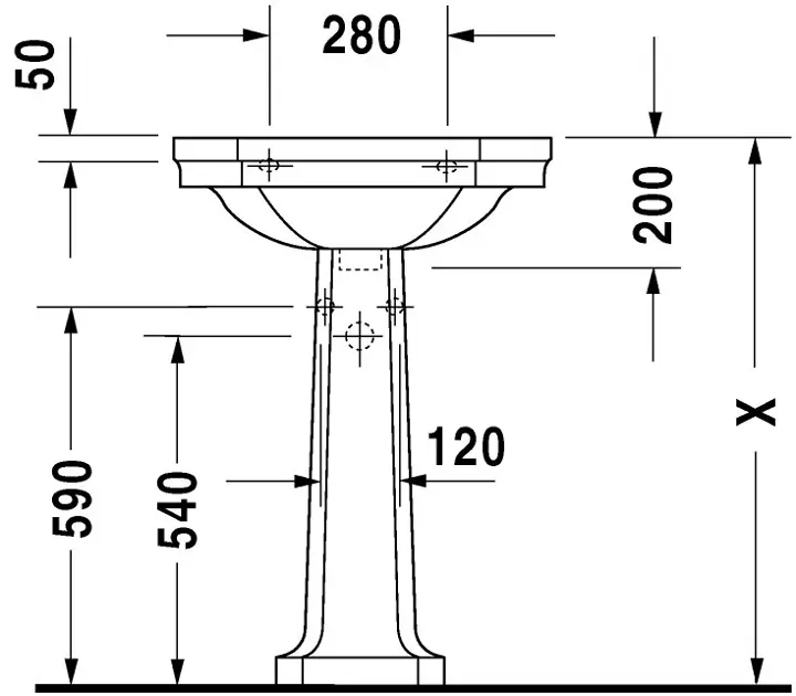 Duravit - 1930 - Mosdó - 0438600000 – 3. kép