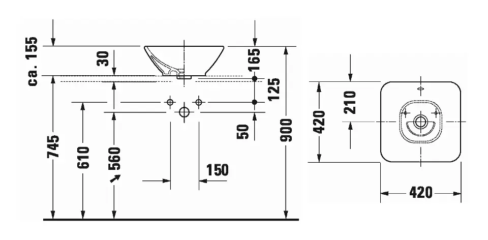 Duravit - Bacino - Mosdó - 033342AA00 – 2. kép