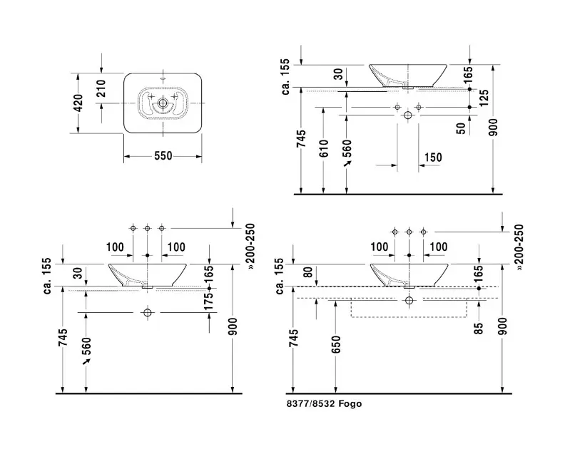 Duravit - Bacino - Mosdó - 033452AA00 – 2. kép