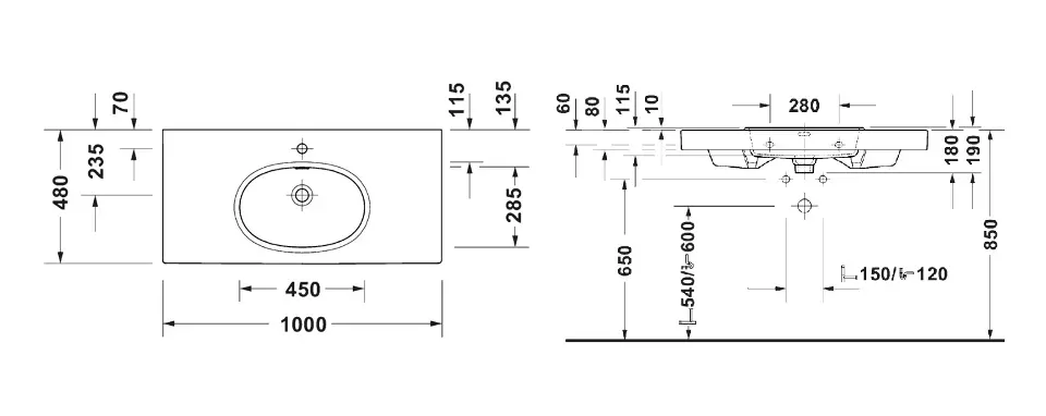 Duravit - Balcoon - Mosdó - 241210AM00 – 2. kép