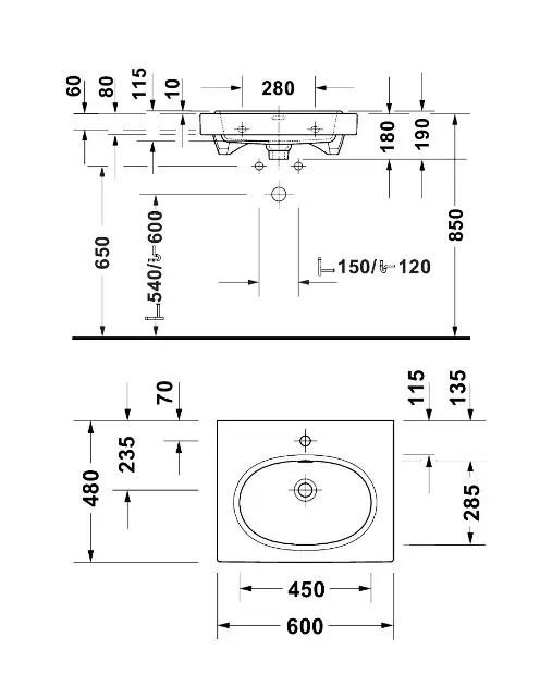 Duravit - Balcoon - Mosdó - 241260AC00 – 2. kép