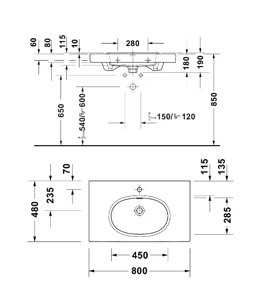 Duravit - Balcoon - Mosdó - 241280AC00 – 2. kép