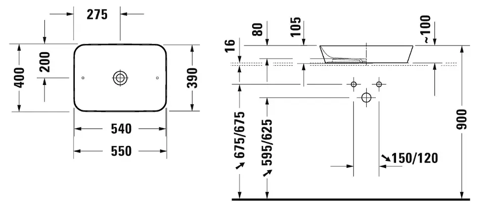Duravit - Cape Cod - Mosdó - 2347553200 – 2. kép