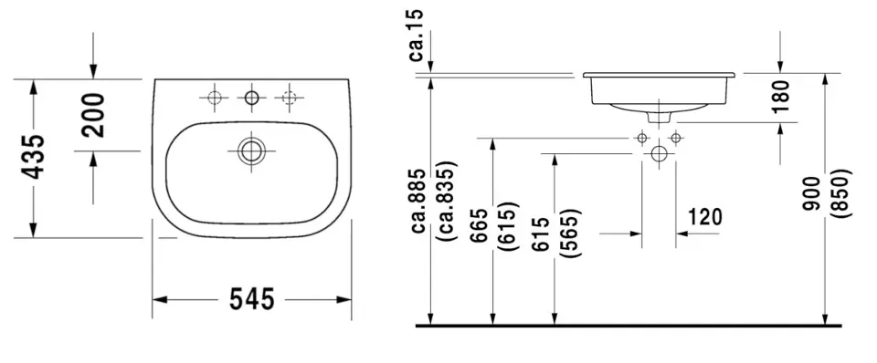Duravit - D-Code - Mosdó - 0337540000 – 2. kép