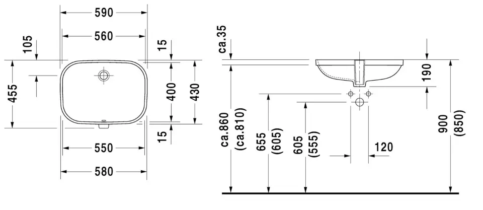 Duravit - D-Code - Mosdó - 0338560000 – 2. kép