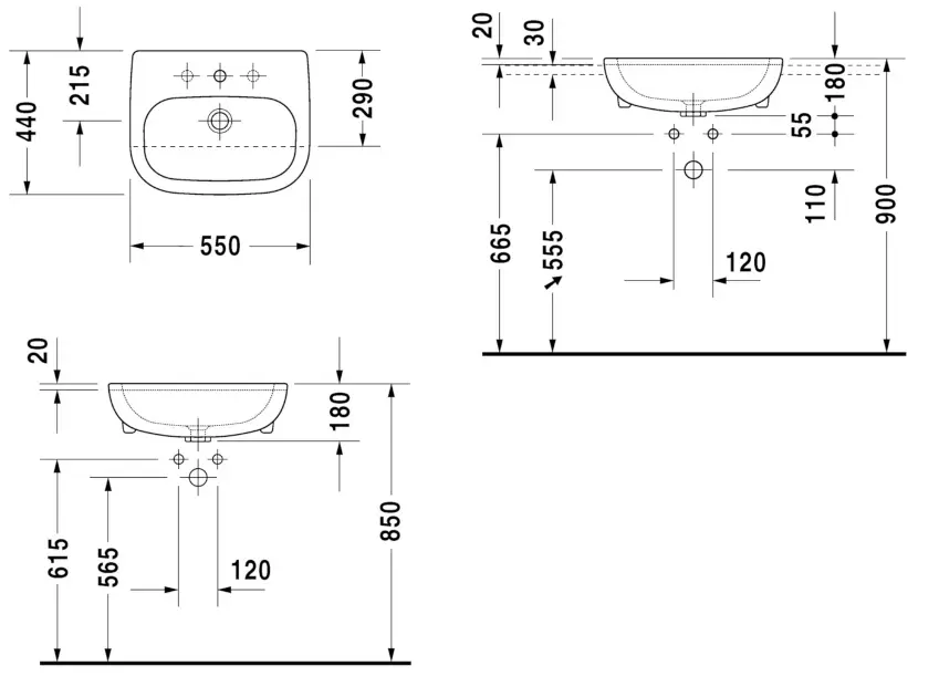 Duravit - D-Code - Mosdó - 0339550000 – 2. kép