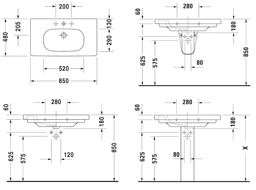 Duravit - D-Code - Mosdó - 03428500002 – 2. kép