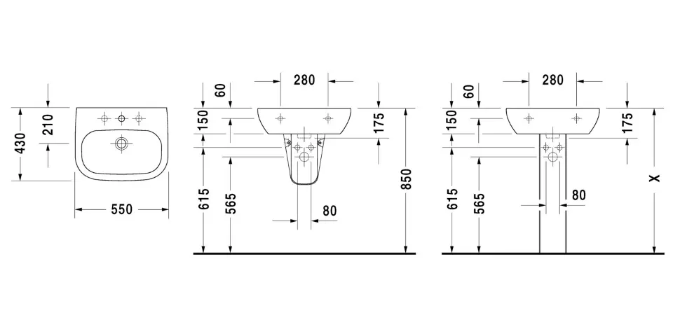 Duravit - D-Code - Mosdó - 23105500002 – 2. kép