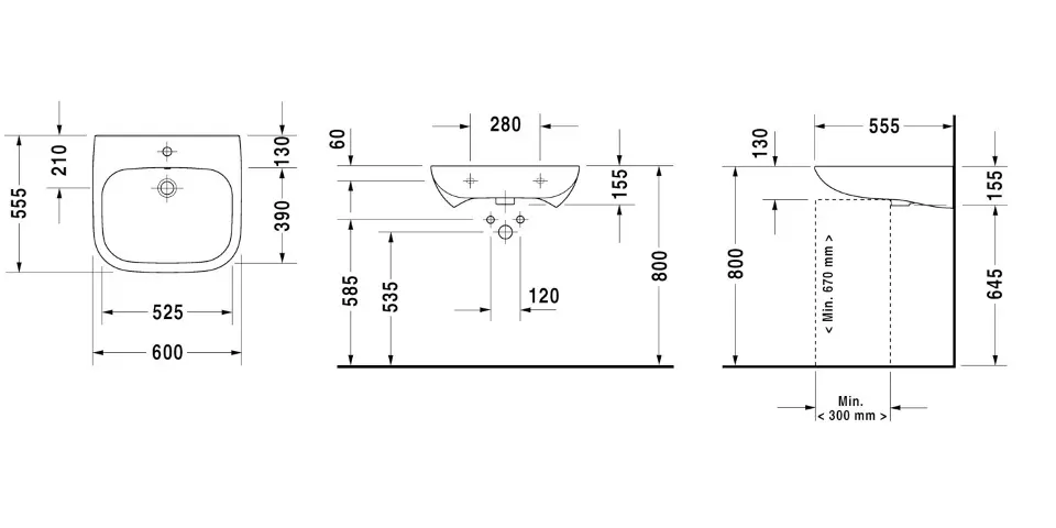 Duravit - D-Code - Mosdó - 23126000002 – 2. kép