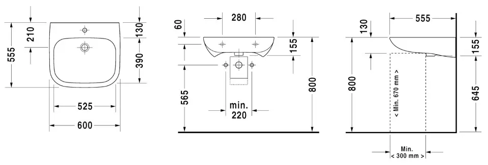 Duravit - D-Code - Mosdó - 23136000002 – 2. kép