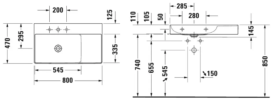 Duravit - DuraSquare - Mosdó - 23488000701 – 2. kép