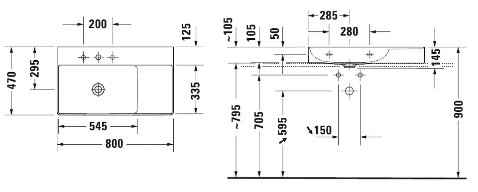 Duravit - DuraSquare - Mosdó - 23488000791 – 2. kép