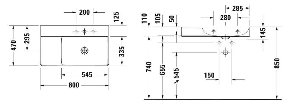Duravit - DuraSquare - Mosdó - 23498000701 – 2. kép