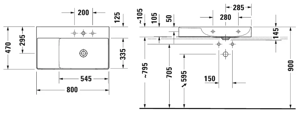 Duravit - DuraSquare - Mosdó - 23498000711 – 2. kép