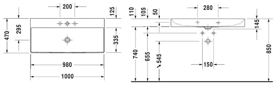 Duravit - DuraSquare - Mosdó - 2353100070 – 2. kép