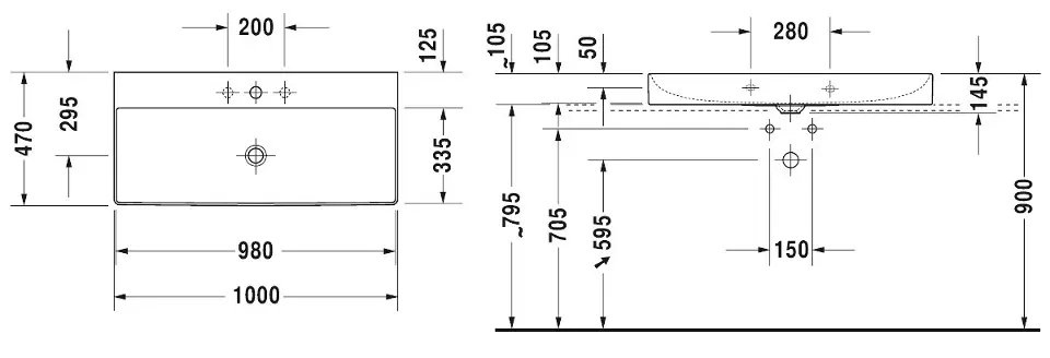 Duravit - DuraSquare - Mosdó - 2353100079 – 2. kép
