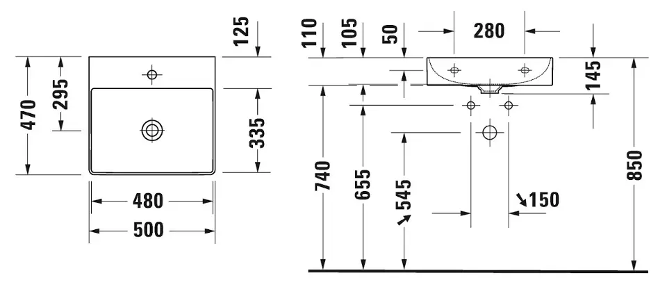 Duravit - DuraSquare - Mosdó - 2353500070 – 2. kép