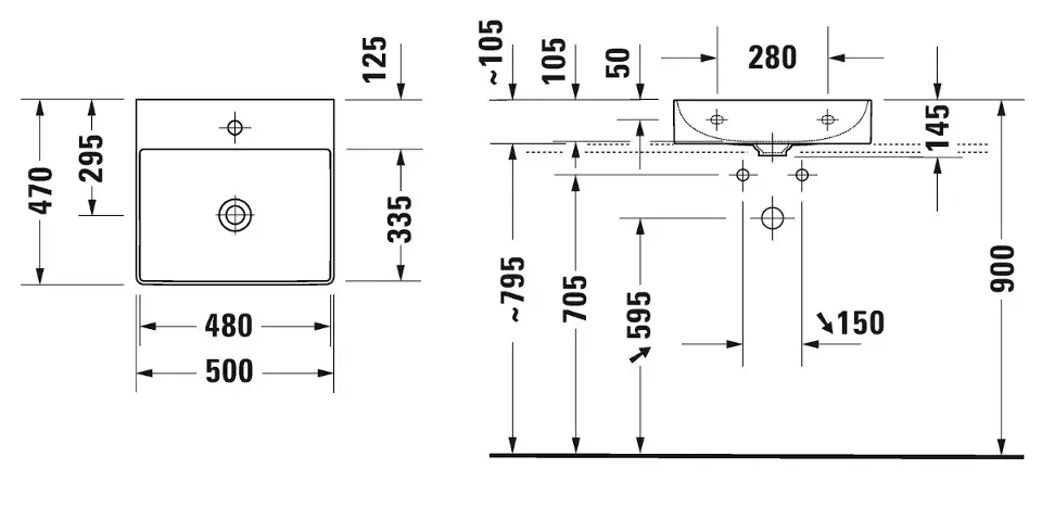Duravit - DuraSquare - Mosdó - 23535000791 – 2. kép