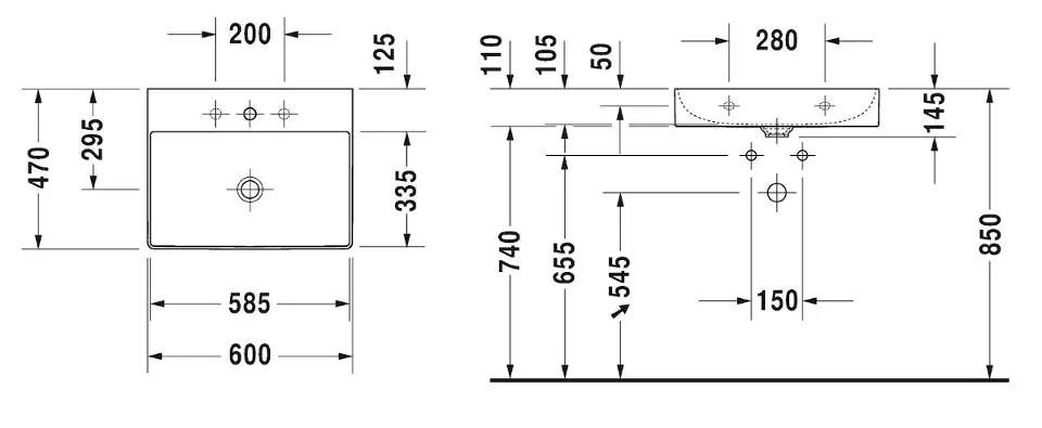 Duravit - DuraSquare - Mosdó - 23536000411 – 2. kép