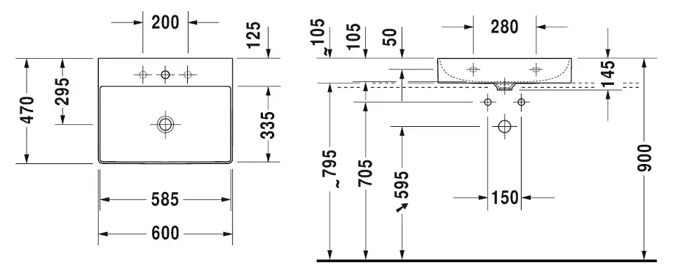 Duravit - DuraSquare - Mosdó - 23536000711 – 2. kép