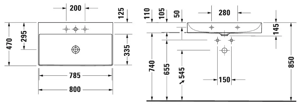 Duravit - DuraSquare - Mosdó - 2353800041 – 2. kép