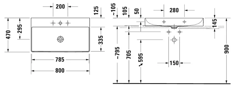 Duravit - DuraSquare - Mosdó - 23538000791 – 2. kép