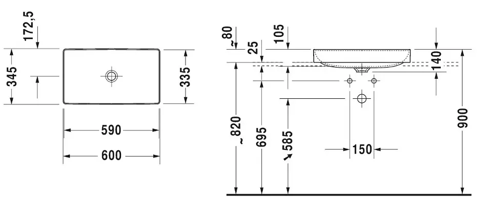 Duravit - DuraSquare - Mosdó - 2355600000 – 2. kép