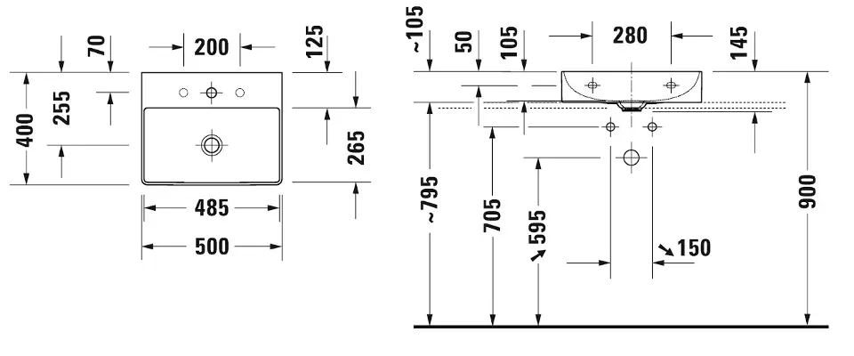 Duravit - DuraSquare - Mosdó - 23565000711 – 2. kép